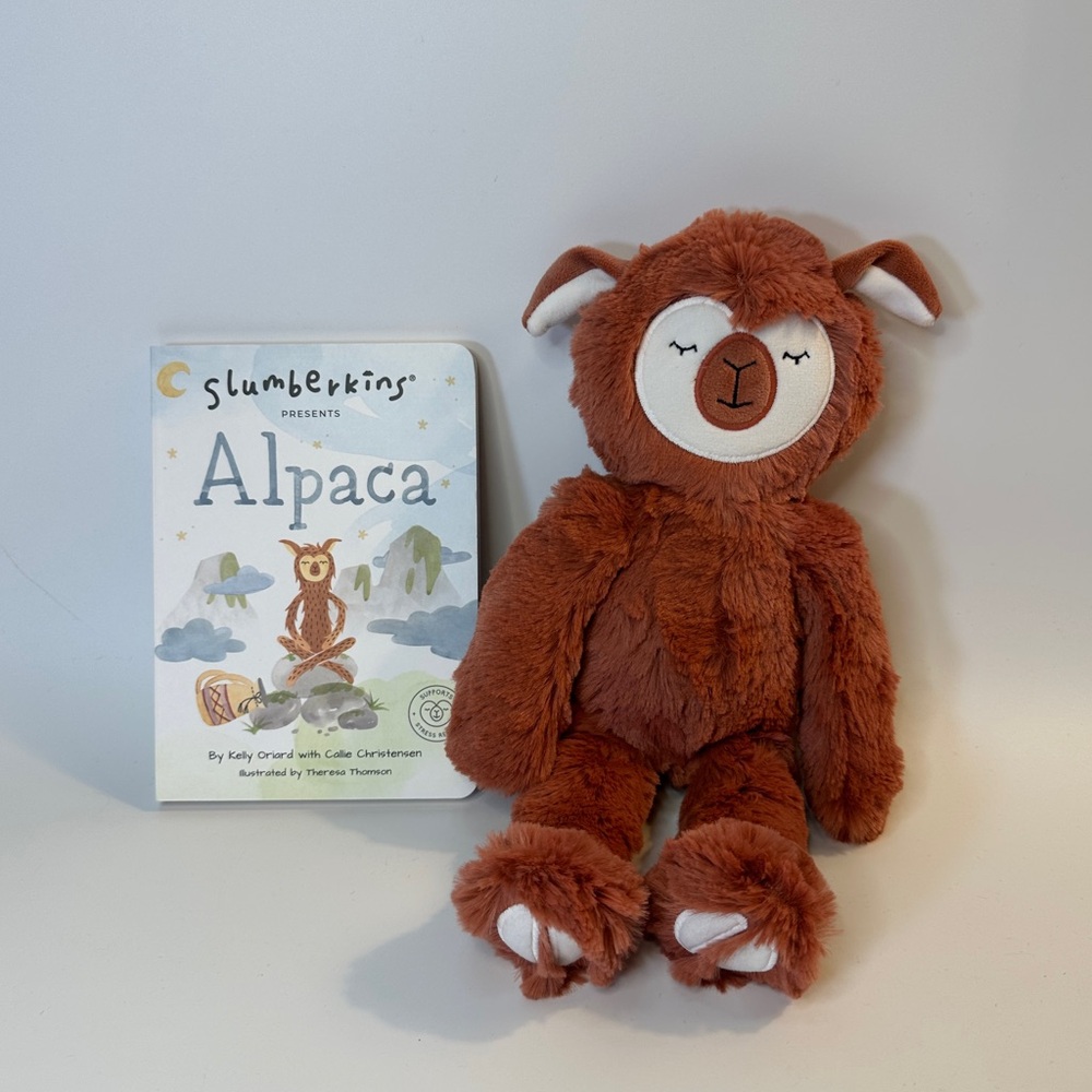 Slumberkins Alpaca Kin Rust Colored‎ Plush and Book